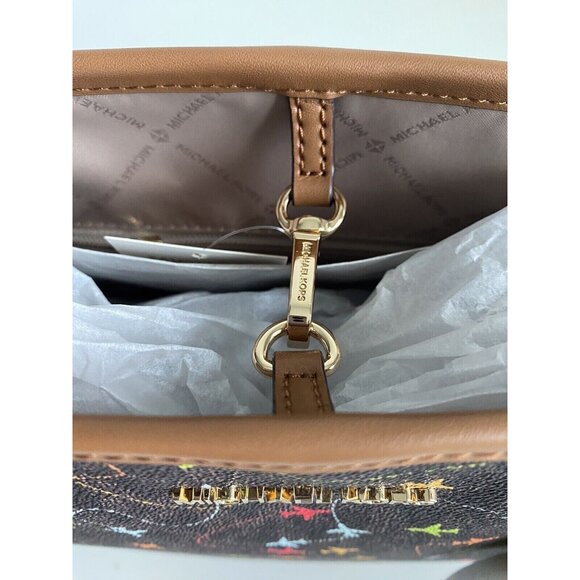 Michael Kors Jet Set Brown MultiColor Airplane Print Carryall Tote Purse Bag NEW - Picture 5 of 13